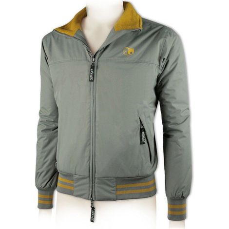 L, Grau: Widerstandsfähige, wasserdichte Unisex-Bomberjacke aus Stoff, gefüttert mit weichem, warmem Fleece (1/2)