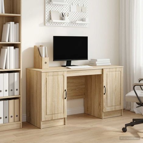 vidaXL Bureau Chêne Sonoma 142,5 x 50 x 75 cm Bois d'ingénierie (1/5)