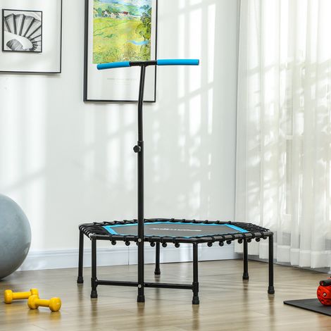 Fitness-Trampolin 114 x 114 x 132 cm mit 3-fach verstellbarem Griff und blauem Stahlrahmen