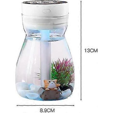 Humidificateur à brume fraîche mignon, purificateur d'air pour bureau et chambre, connecté en USB, humidificateur kawaii avec bouteille d'humidification et lumière LED (blanc) (1/4)