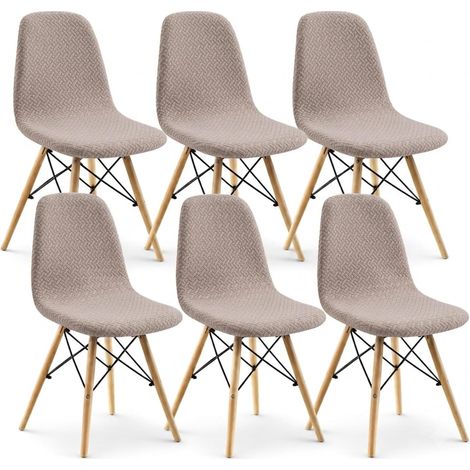Housses de chaises de Salle à Manger 2/4/6 Pièces Modernes médiévales pailles, Housses de chaises latérales caractéristiques de Salle à Manger rembourrées (Le Sable,6 PCS) (1/5)
