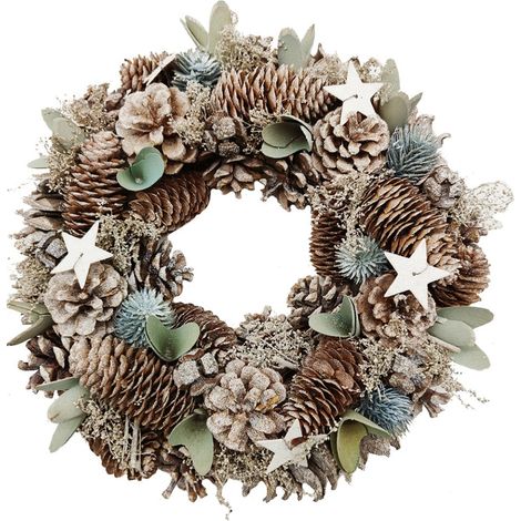 TrendLine Deko Holz Kranz Weihnachten Ø 30 x 8 cm mehrfarbig Kranz