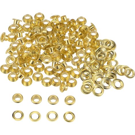 100 - Œillets en Métal - Rondelles - Fixation Renforcée pour Cuir et Tissu - Projets DIY - Or - 4,5mm x 9mm