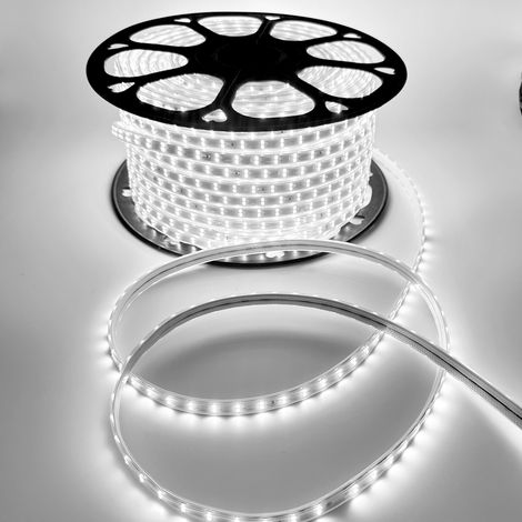 Ruban Led 7 Metres Avec Prise Européenne Ip65 Étanche Bande Led, 220v Bandeau Led, Blanc Froid-Ruban LED à double rangée (1/4)