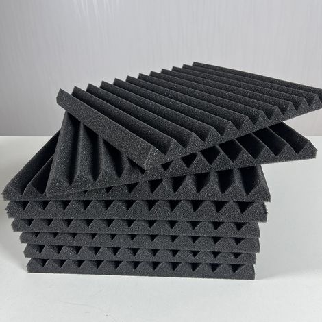 Lot de 12 panneaux en mousse acoustique, panneaux antibruit, auto-adhésifs et ignifugés, pour podcasting, studios d'enregistrement, bureaux, 30 x 30 x 2,5 (1/5)