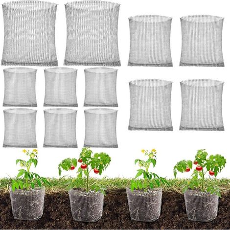 Lot de 12 corbeilles à plantes de protection contre les campagnols, 1/3/5 gallon, sac en maille métallique en acier inoxydable, fleurs, légumes (12 pièces) (1/5)