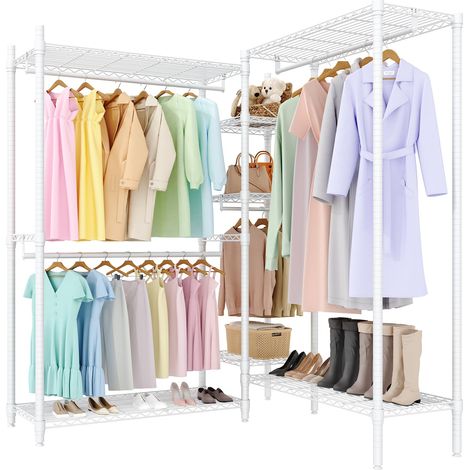 Portant à vêtements robuste GarveeHome, 740 kg, étagères réglables 225x45x180 cm, tringle stable pour chambre à coucher/salon