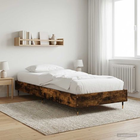Cadre de lit 80 x 200 cm avec lattes en bois d’ingénierie chêne fumé - PANGIVO (1/5)