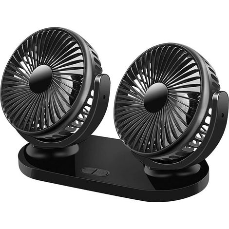Car Fan, Quiet USB Fan, 12v Double Head Fan, Mini Fan, 360° Rotation with 3 Speeds, USB Charging Cable for Strollers, Travel, Office, Car (1/5)