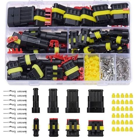 352pcs Kits de connecteurs électriques de voiture étanches 1/2/3/4 broches Connecteur de fil de voiture étanche Prise de borne électrique étanche pour voiture avec boîte (1/5)