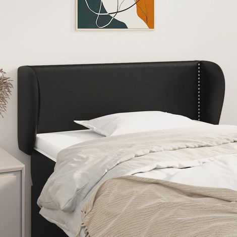 Tête de lit avec oreilles Design industriel - Pour Lit adulte - Noir 103x23x78/88 cm Similicuir Chic-120136 (1/5)