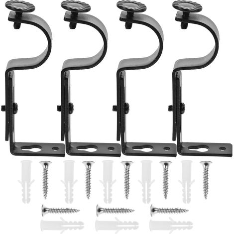 Supports de Tringle à Rideaux Muraux pour Charges Lourdes Lot de 4 Télescopiques et Réglables en Métal Noir Design Classique et Installation Facile (1/5)