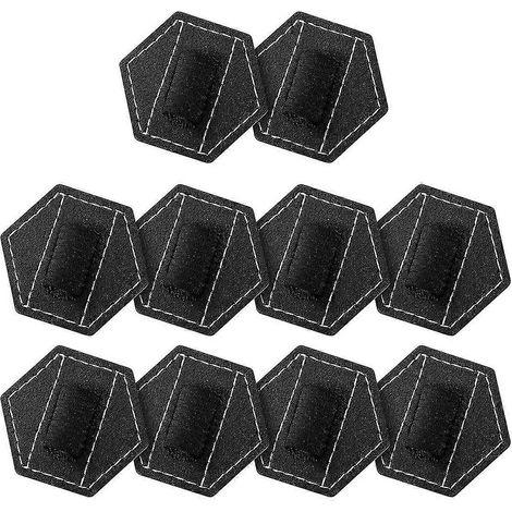 Lot de 10 porte-stylos autocollants hexagonaux en cuir PU noir, avec boucle, pour carnet et journal. (1/5)