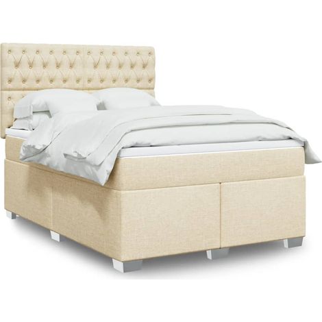 Boxspringbett mit Matratze Creme 140x200 cm Stoff