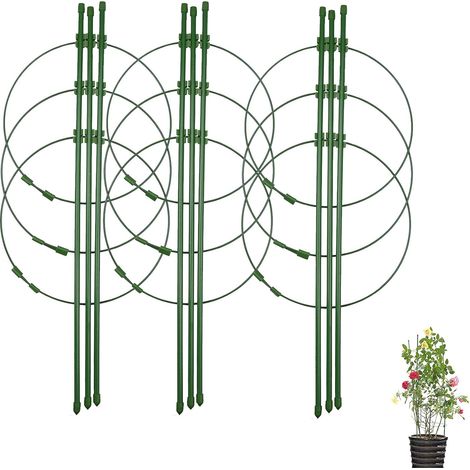 Lot de 3 supports pour plantes grimpantes avec 3 anneaux de support réglables 45 cm (1/5)