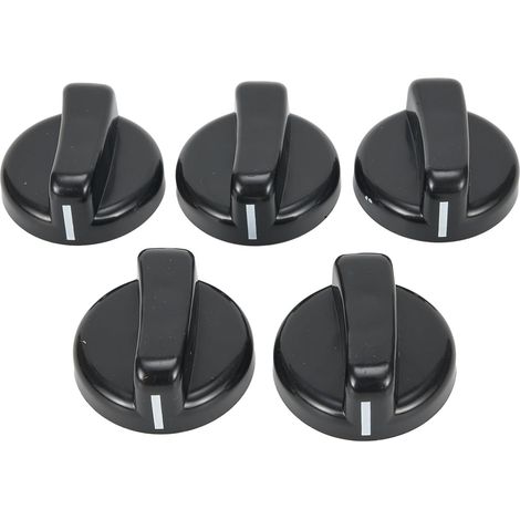 Herdknöpfe – 5er-Pack – Schwarzer Kunststoff – Drehschalter – Für Gaskochfelder – Durchmesser 4,3 cm (1/5)