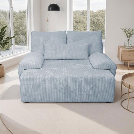 Fauteuil convertible 138x130 cm en velours côtelé gris - DOUCIA