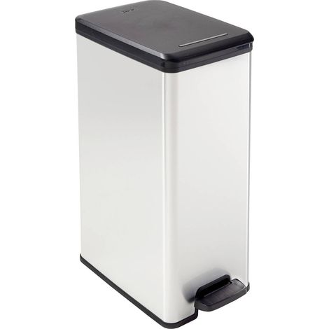 [NEUWERTIG] B-Ware Curver Mülleimer Abfalleimer 40l Slim Bin Silber Schwarz Pedal 250x610x420mm (1/2)