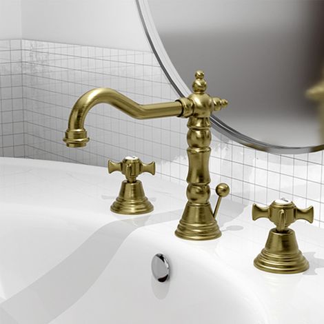 Mélangeur lavabo chambord 3 trous bec potence vieux bronze mat +vidage - CRISTINA ONDYNA CH11293