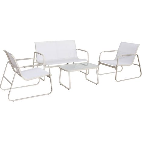sweeek - Gartenlounge-Set aus Stahl, 4 Plätze