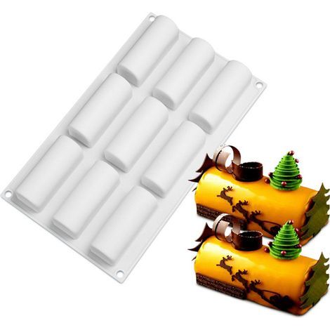 Moule Silicone mini bûche bûchette ou moule insert 9 cavités pour pâtisserie chocolat Desserts mousse Gâteau 3 D Antiadhésifs (1/5)