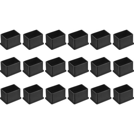 18 Pièces Bouchons Carrés en Plastique pour 25x38mm Noir (1/5)