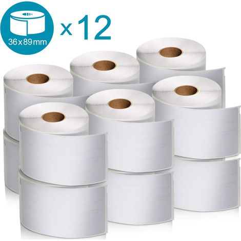 Rullo di Etichette DYMO 2093093, 36x89 mm, 3120 Etichette in Carta Bianca con Fissaggio Permanente, Confezione da 12 Rotoli (1/5)