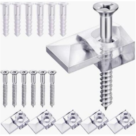 Transparent mirror mounting clips, wall mounting accessories for frameless mirrors, mirror support rings (1/5)