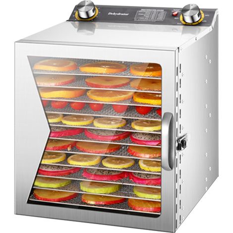 [Essiccatore per alimenti] [12 ripiani] Essiccatore per alimenti per verdura, frutta e carne con timer di 24 ore, 800 W, temperatura regolabile da 30 a 90 °C, sportello laterale e finestra di visualiz (1/2)