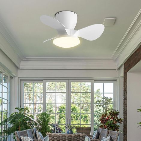 61 cm ventilateur de plafond 24W avec lumière LED, 6 vitesses, 3 pales ABS, télécommande et interrupteur mural, Blanc (1/5)