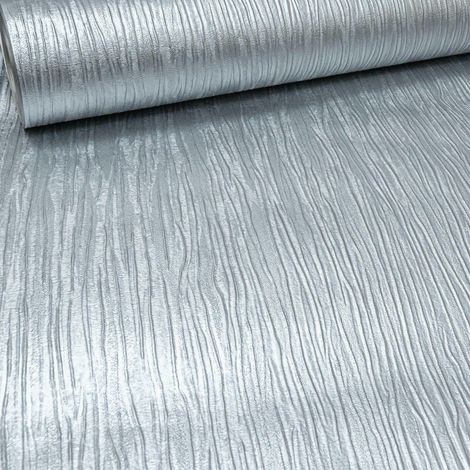 Plain Heavy Textured Luxury Thick Vinyl Wallpaper Metallic Shimmer Shine Quality[FULL ROLL,WD001 Plain Light Silver] (1/4)