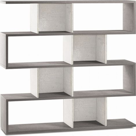 Estantería Modular 150L x 38P x h144 – Acabado Cemento y Blanco Opaco – Sarmog