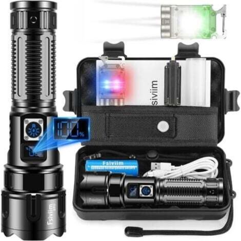 [NEVER USED] Ultra-Powerful LED Flashlight, 500,000 Lumens Rechargeable Flashlight, Tactical Flashlight, Long Range, 5 Lighting Modes, Zoomable, for Camping