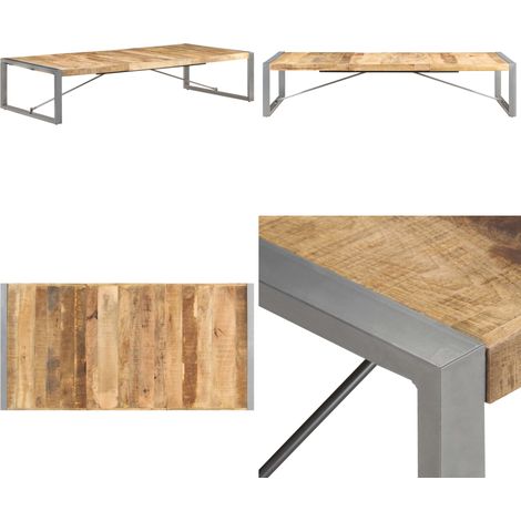 Table basse 180x90x40 cm Bois de manguier brut - Table Basse Industrielle - Table Basse Bois - Table Basse Design - Meubles Industriels - Mobilier Salon - Home & Living (1/5)