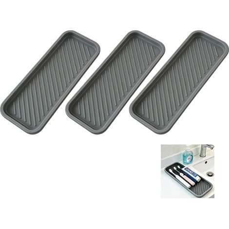 Lot de 3 Porte Eponge Silicone, Surface Rainurée, Tapis D'égouttage Antidérapant, Pour Cuisine Et Salle De Bain (1/5)
