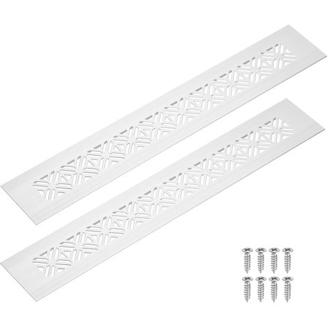 2pcs Grille de Ventilation Rectangulaire en Alliage d'Aluminium, 300x50mm Couvercle de Grille Aération Ajourée avec Vis Montage pour Porte Armoire Penderie Placard Chambre, Argenté (1/5)