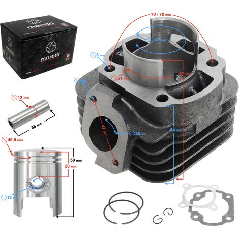 Cilindro Moretti para scooter 2T 70cc 1PE40QMB sw.12mm (1/5)