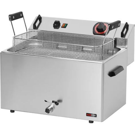 Friteuse électrique 0,56 kW/l, 16 l TOP avec robinet de vidange 400 V REDFOX - FE 30 T - REDFOX