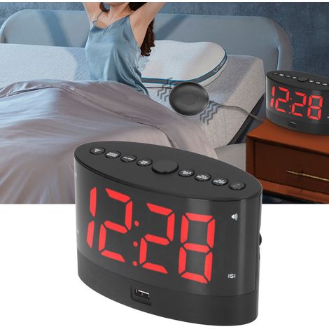 Reloj despertador digital con puerto USB, función de vibración (3 modos), 2 ajustes de hora, pantalla LED, carcasa de ABS, 412 g, modelo DVR-3 (1/5)