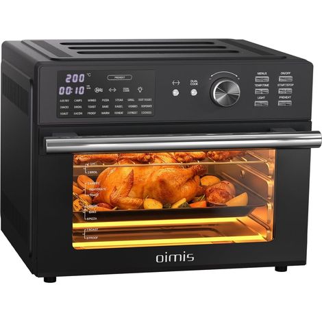 Air Fryer xxl, 1800 W Deep Fryer Without Oil, 21 in 1 Small Electric Pizza Oven with 7 Accessories, Large Capacity, Recipe Book, Grill, Dual Cook, Oven, Black (1/5)