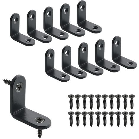 90°-Befestigungswinkel – 10er-Pack – Schwarzer Stahl, 32 x 32 mm – Verstärkte 3-mm-Stütze – Für Holzmöbel und Regale (1/5)