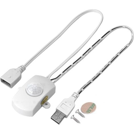 Mini Détecteur de Mouvement PIR, Automatique Intérieure Ampoules Bande DIY LED USB Commutateur Closet Sensor Switch 5-24V PIR10D éclairage(Blanc) (1/5)
