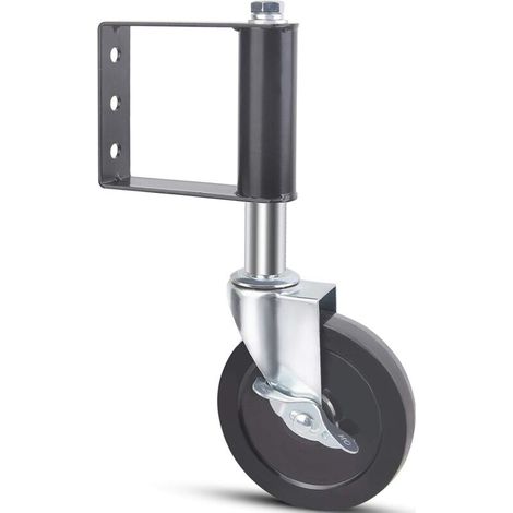 Roues de portail pour portail en bois, roulette de portail à ressort robuste pour portail pivotant en tube de bois et métal, petite roue de support de portail de clôture avec frein de verrouillage lat (1/4)