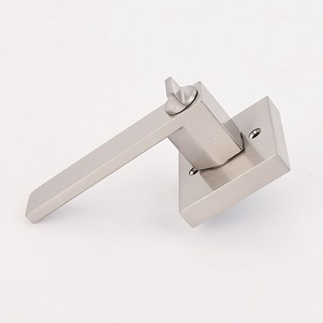 Poignée de porte de chambre/salle de bain pour salle de bain privée et porte intérieure, robuste, avec verrou de sécurité, finition nickel satiné. (1/4)