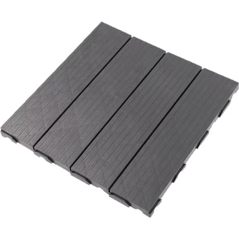 JSSEVN - 30x30cm Floor Tiles, Wood-Plastic Composite Outdoor Flooring, Garden Terrace, Plug-in System, Grey, 11 Pieces / 1 m² (1/5)