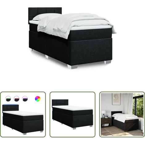 Matratze - Boxspringbett mit Matratze Schwarz 100x200 cm Stoff (1/5)