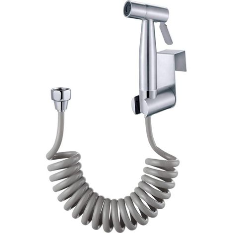 Pulvérisateur de bidet portatif - Avec crochet pour réservoir et tuyau de douche flexible télescopique en ABS de 2 m, pistolet pulvérisateur pour bidet de toilette et salle de bain (1/4)