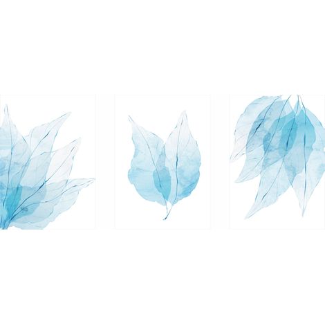 Poster-Set – blaue Blätter, Boho, abstrakt PLN016 (1/5)