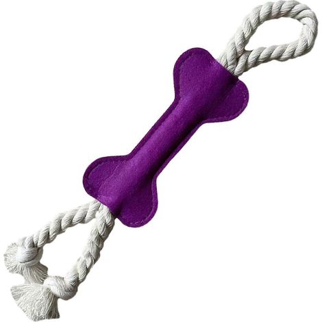 interactif chien Rope jouet – Felt Bone Shape – pour nettoyage des dents chiot dentition – Violet (1/5)