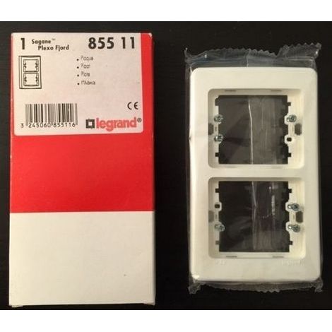 Legrand SAGANE 85511 - Plaque Verticale 2 postes Plexo Fjord blanche